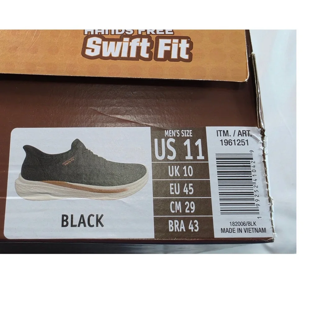 Skechers Swift Fit Hands Free Slip-ins Mens 11 Black Sneakers NEW
